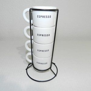 Espresso Stackable White Mugs Set